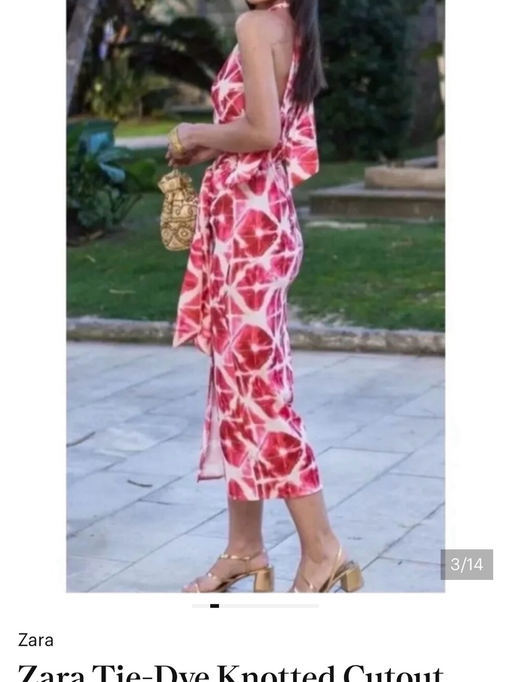 Zara Pink Tie-Dye Knotted Cutout Maxi Dress - Picture 2 of 5